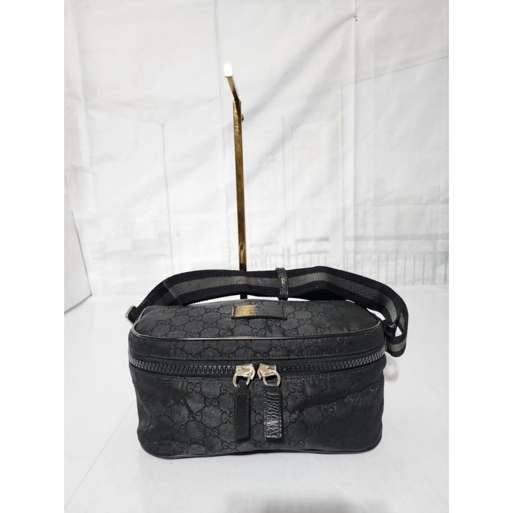 GUCCI Nylon Monogram Fanny Pack Belt Bag Black